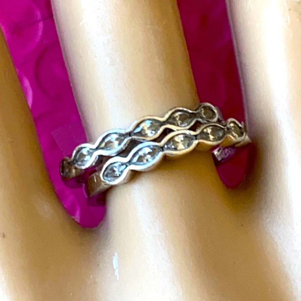 2 Stackable Sterling Silver Cz Rings Set - image 3